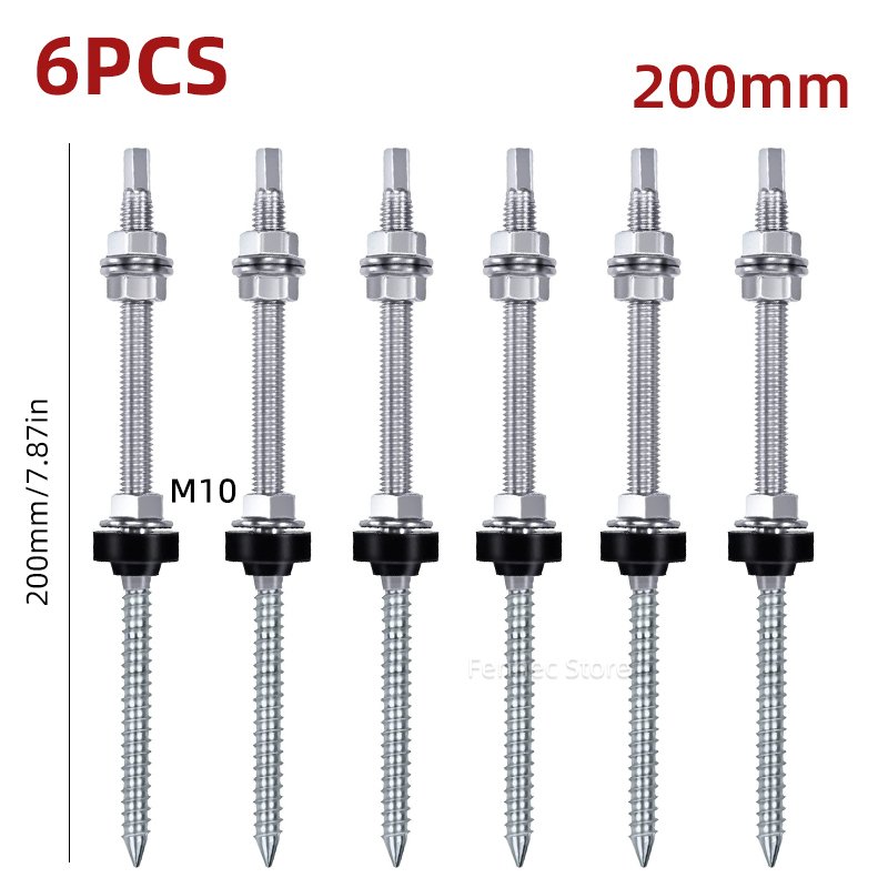 

Solar Hanger Bolts Solar Panel Roof Mounting Screws 4/6pcs M10 Solar Accessories Photovoltaic Roof Bracket 304 Stainless Steel