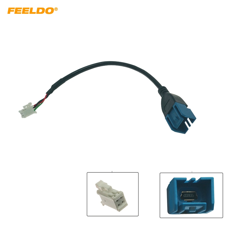 

Автомобильный аудио-вход FEELDO, медиа-провод для передачи данных, мини-USB к 4-контактному кабелю, адаптер для Nissan Ford серии USB AUX, передача # HQ6783