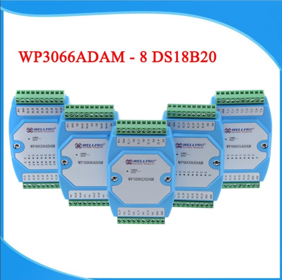 

8-канальный входной модуль сбора температуры DS18B20, Модуль RS485 RTU MODBUS WP3066ADAM WELLPRO