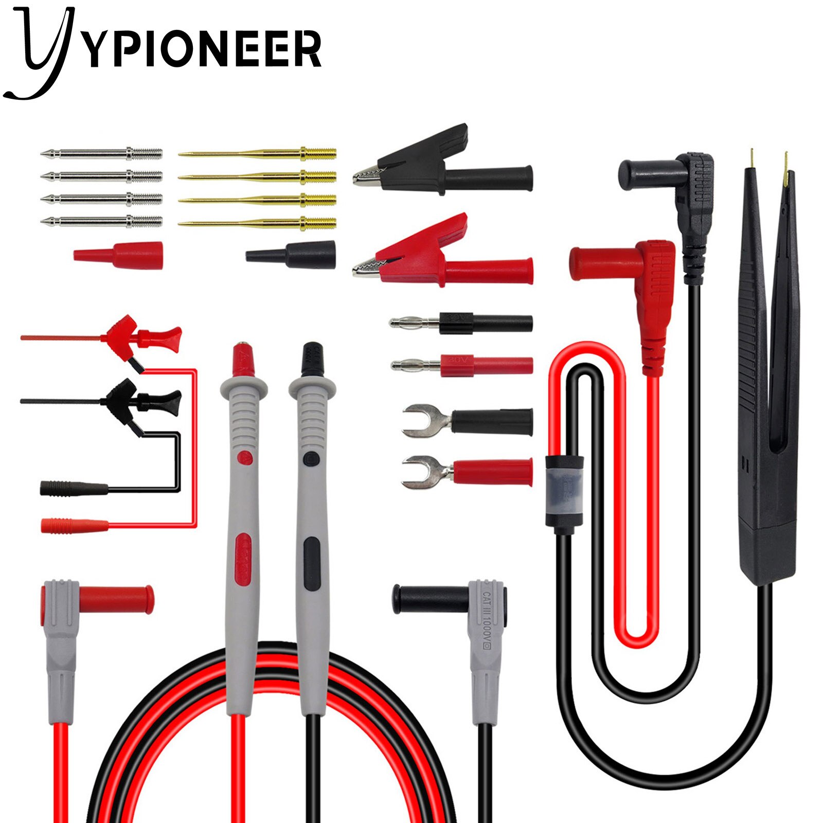 

YPioneer P1503 Комплект тестовых проводов для мультиметра с зажимами типа «крокодил» Сменные щупы Мини-зажимы для тестовых крючков