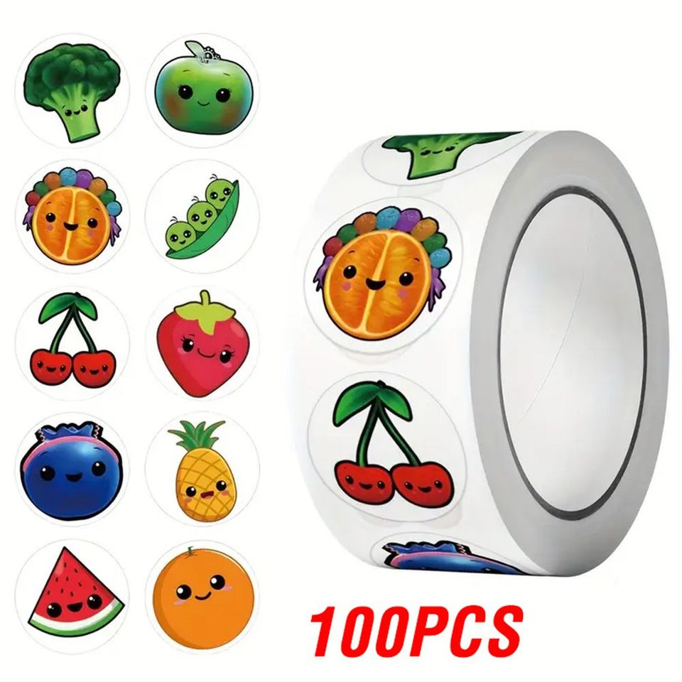 

100-500 шт. наклейки с фруктами, милая подарочная коробка, наклейки «спасибо», упаковочные украшения, клейкие этикетки, канцелярские наклейки