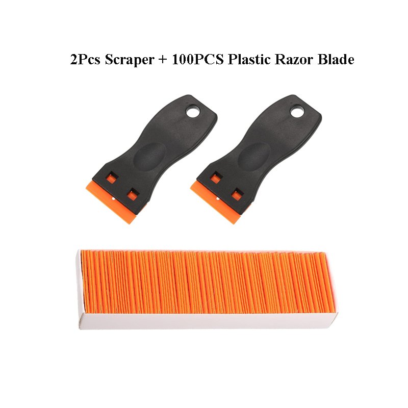 

100 Шт., Двухсторонний Пластиковый Скребок С Лезвиями Для Удаления Клея, Чистка Оконного Стекла, Автомобильная Пленка, Наклейка