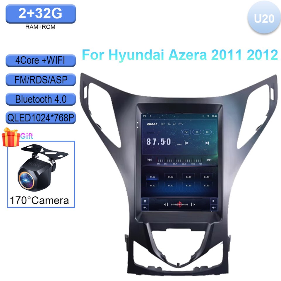 

9,7-дюймовый Android 14 авто стерео автомобильный радиоприемник мультимедийный плеер для Hyundai Azera 2011-2013 авто GPS Tesla Style головное устройство WIFI BT