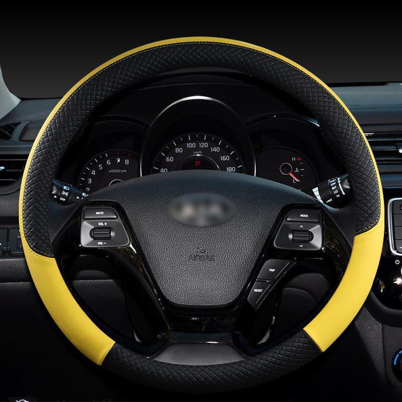 

Кожаная оплетка на руль для Kia Picanto Morning чехол рулевого колеса автомобиля, автомобильные аксессуары для интерьера