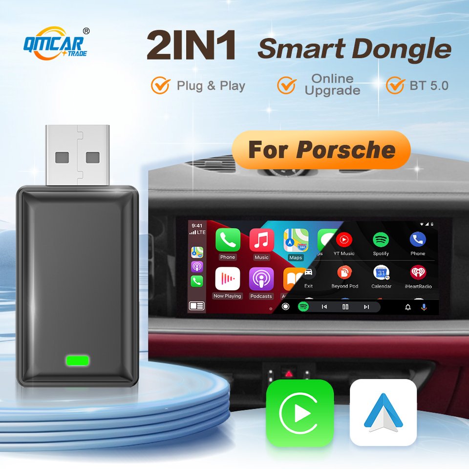 

Беспроводной адаптер Android Auto Carplay 2in1 Smart Dongle Ai Box для Porsche 718 Panamera Macan Cayenne 911 Taycan