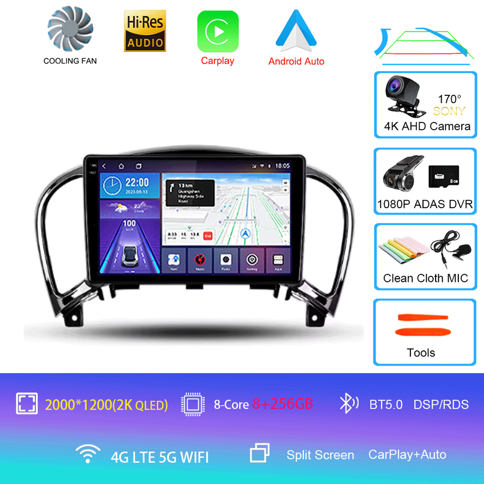 

Для Nissan Juke 2010-2014 Carplay Auto 4G + WIFI GPS автомобильный радиоприемник навигация мультимедийный видеоплеер стерео BT Android 14