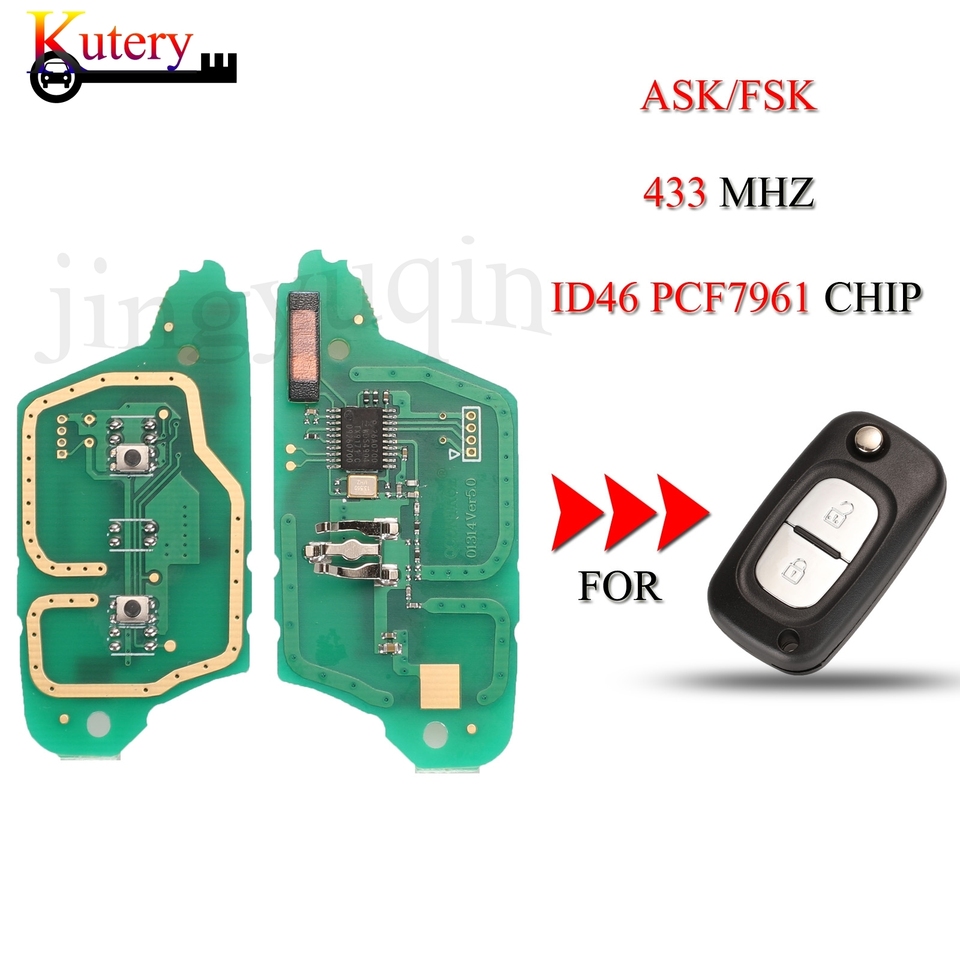 

Jingyuqin плата дистанционного ключа автомобиля для Renault Clio III Master Modus Twingo ASK/FSK 433 МГц ID46 PCF7961 чип