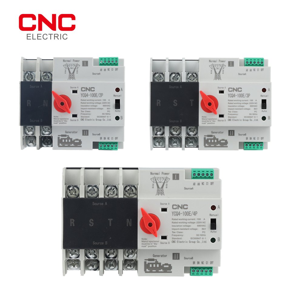 

CNC YCQ4-100E Автоматический резервный переключатель 2P/3P/4P 63A/100A 220-230V