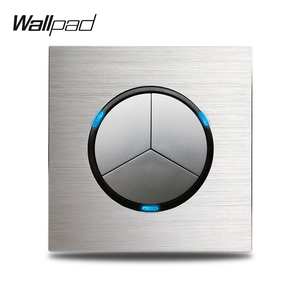 

Wallpad L6 трехклавишный выключатель серебристый