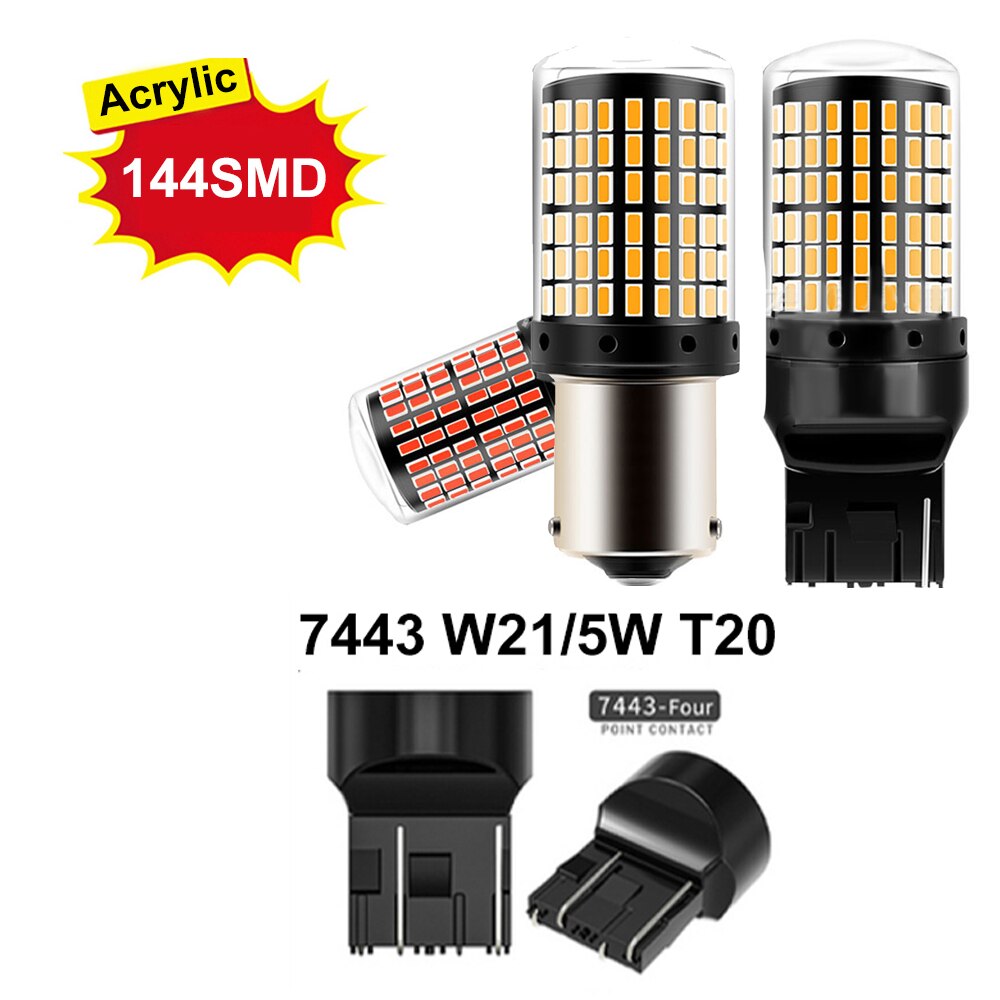 

2 шт., Автомобильные светодиодные лампы 12-24 В, 1156 BA15S P21W 1157 BAY15D P21/5W T20 7443 W21/5W 7440 W21W