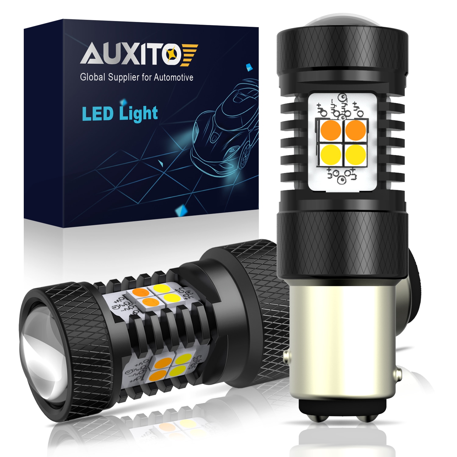 

Светодиодная двухцветная лампа AUXITO P21/5 Вт, 1157 светодиодный, белый и желтый цвета, 12 В