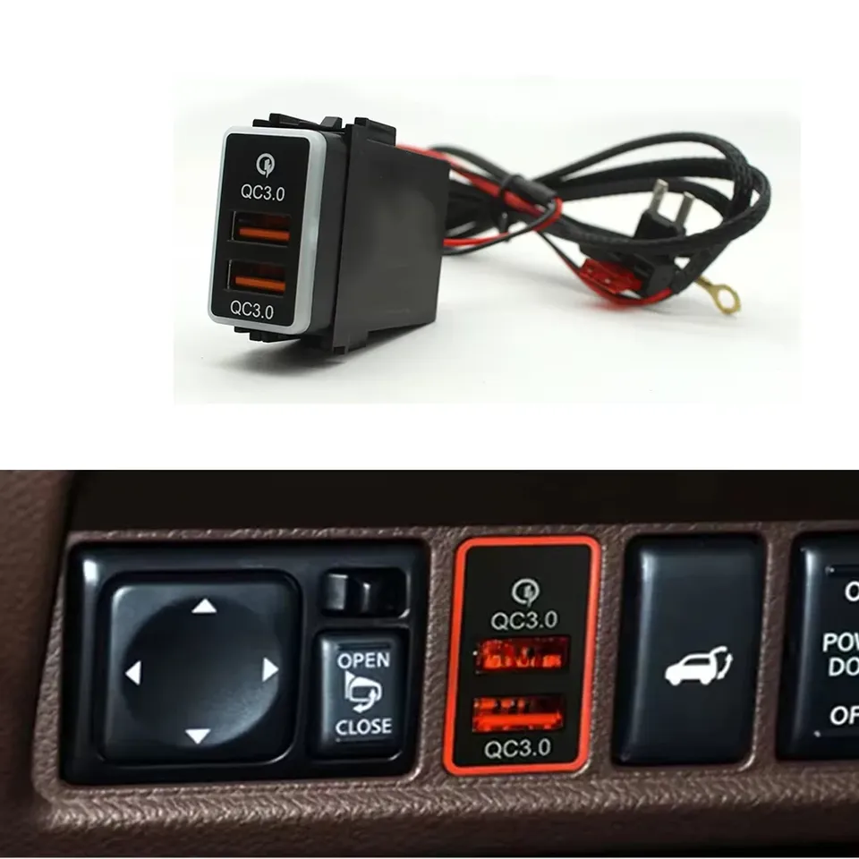 

Автомобильное зарядное устройство QC3.0 с двумя USB-интерфейсами, адаптер передачи данных для Nissan Qashqai Tiida Teana Sunny Y61 Y62 X-Trail Sylphy