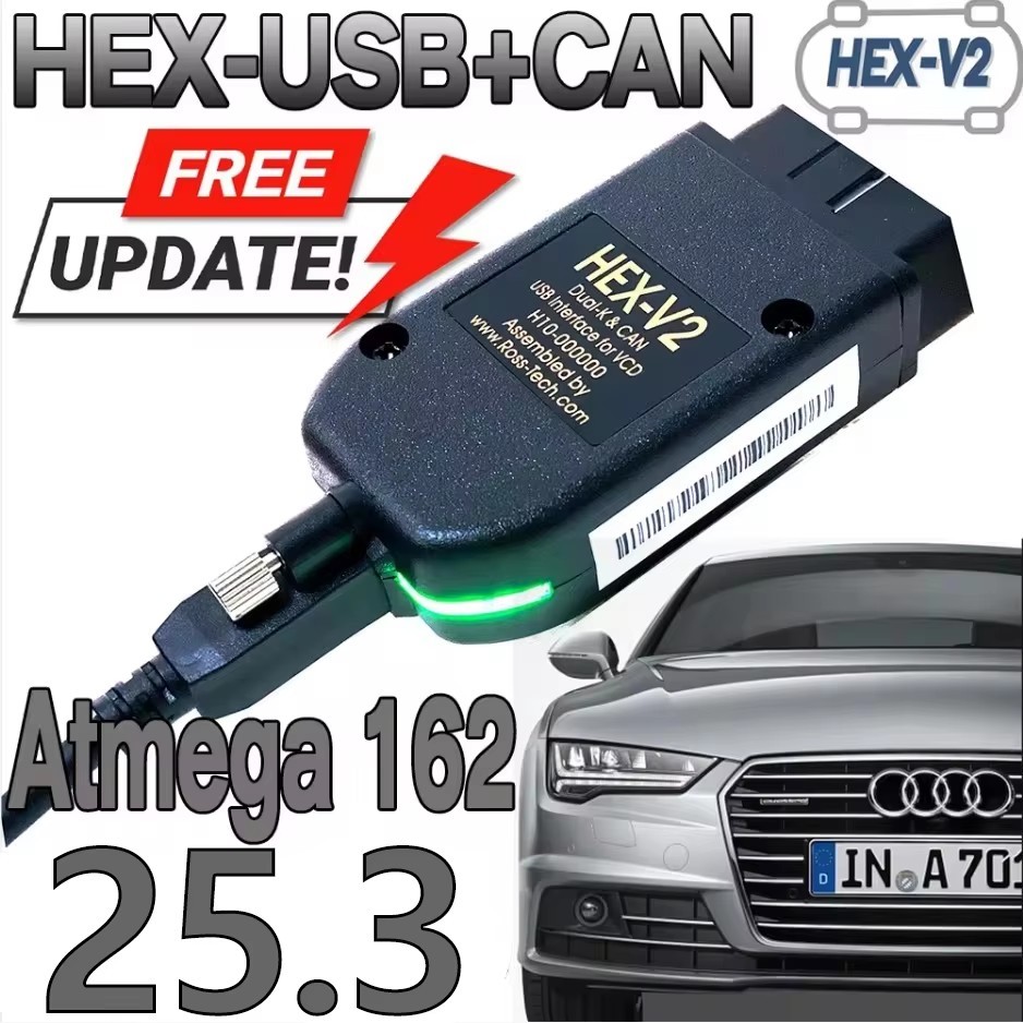 

VAGCOM 25,3 VAG COM Popular VCDS 2025 Francais Hex V2 ДЛЯ VW для AUDI Skoda Seat V25.3 Английский Французский ATMEGA162 + 16V8 + FT232RQ