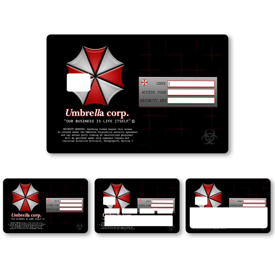 

Наклейки для карт Resident Evil, наклейки, 4 шт., ПВХ, кожа для кредитных карт, украшение, самоклеящаяся защитная пленка