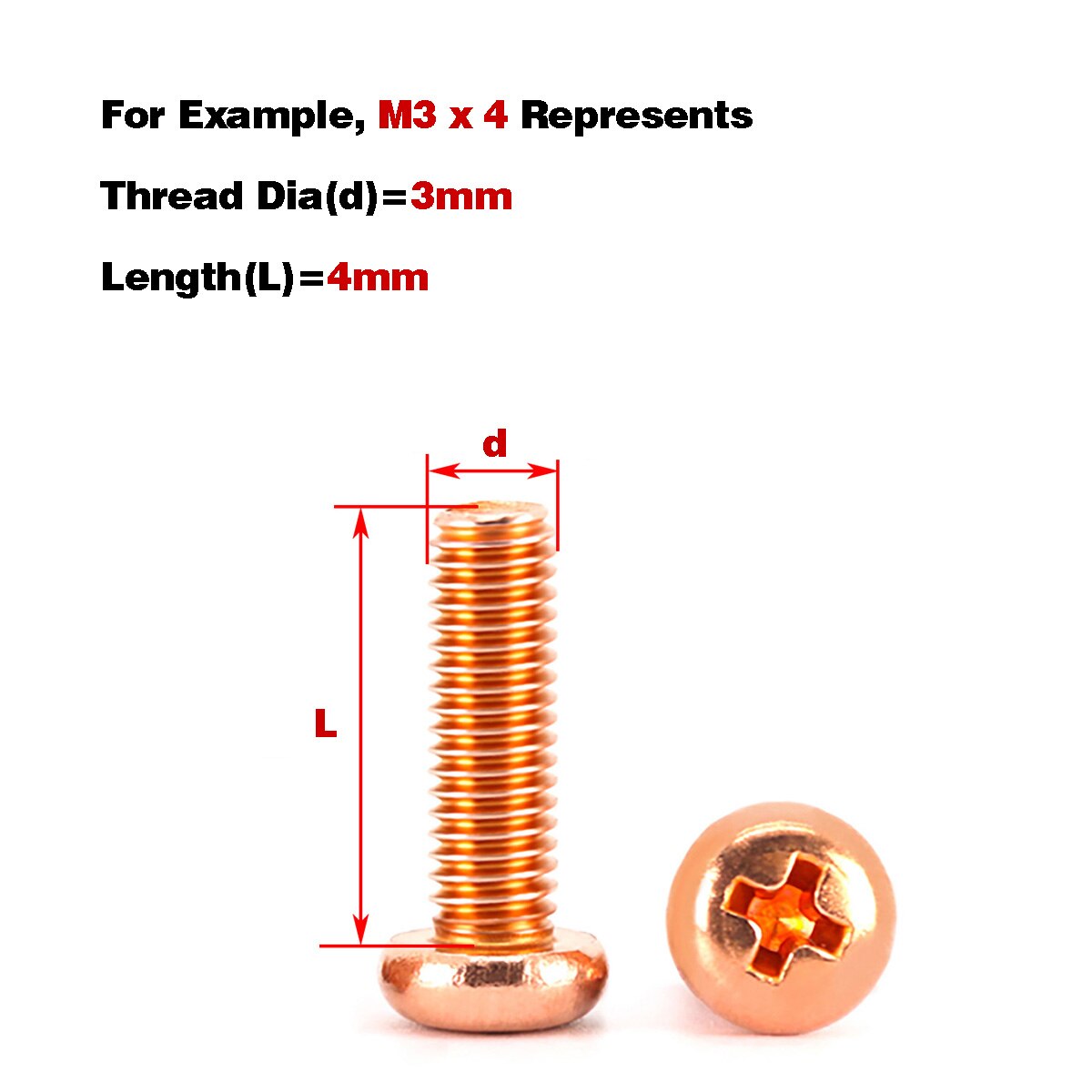 

Крестовые винты из красной меди M3M4M5M6