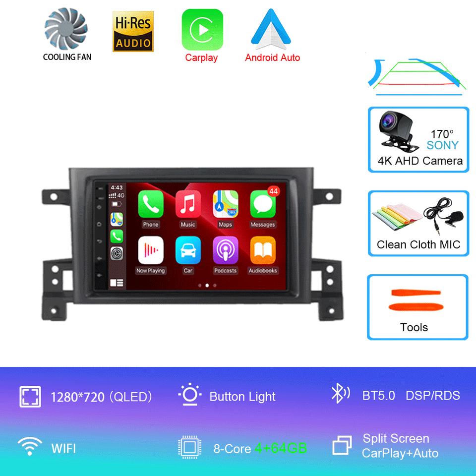 

7-дюймовый Android 14 для Suzuki Grand Vitara 3 2005-2012 2013 2015 2 Din автомобильный радиоприемник стерео мультимедийный видеоплеер навигация Carplay