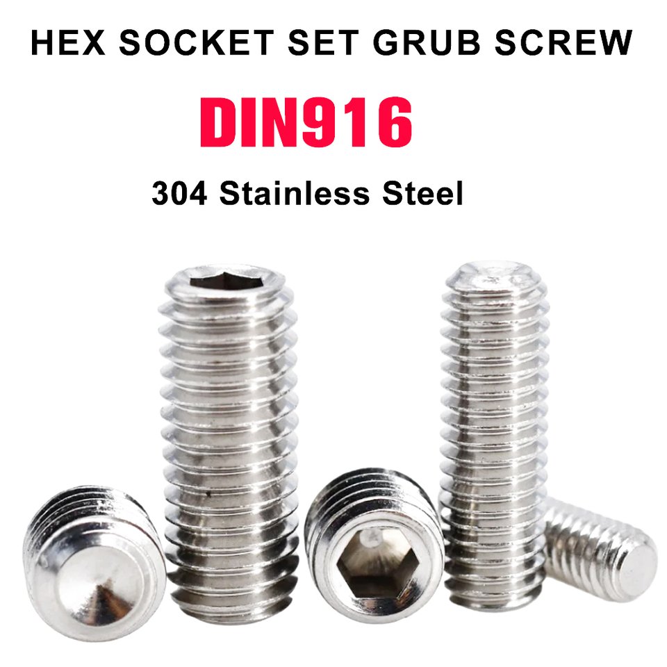 

M2 M2.5 M3 M4 M5 M6 M8 M10 M12 DIN916 stainless steel Black Grade12.9 Steel Set Grub Screw Hex Hexagon Socket Allen Cup Point