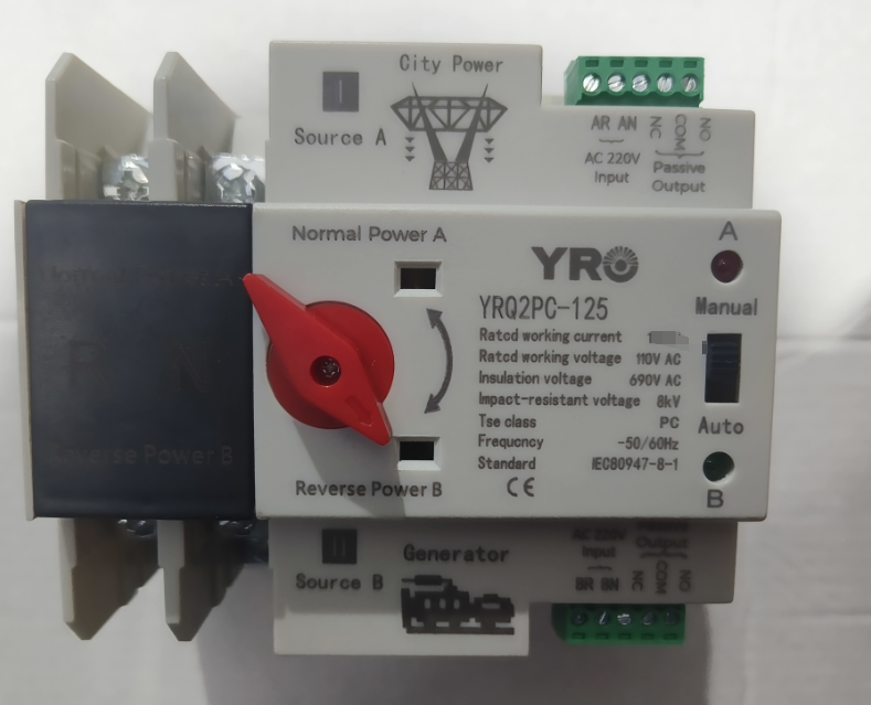 

Автоматический резервный переключатель YRO 2P Mini ATS 100A