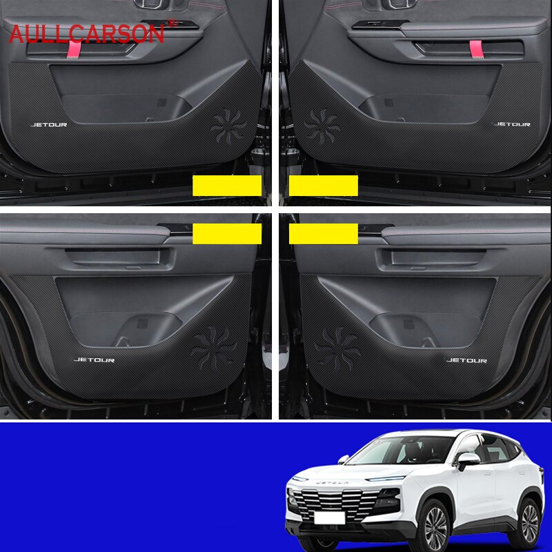 

Для Jetour Dashing 2023 2024 кожаная дверная Противоударная защитная наклейка из ПУ углеволокна внутренняя боковая пленка автомобильные аксессуары