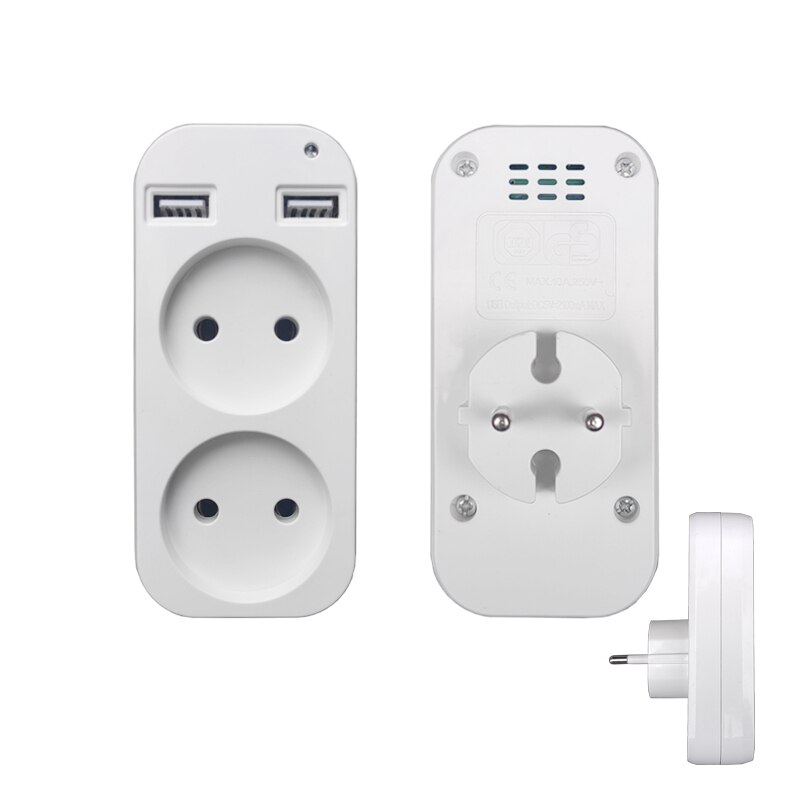 

Kyubi адаптер евророзетка 2 розетки 2 USB порта белый