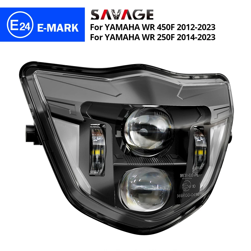 

Светодиодная фара E24 для мотоцикла YAMAHA WR450F WR250F 2014-2024, передняя фара в сборе для велосипеда-внедорожника, дальнего и ближнего света WR 450F 250F