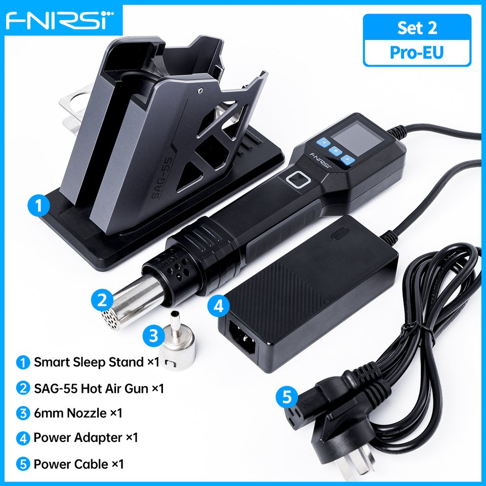 

FNIRSI SAG-55 550 Вт фен с подставкой, цифровой фен с ЖК-дисплеем, термопистолет с регулируемой температурой для инструментов для ремонта телефона