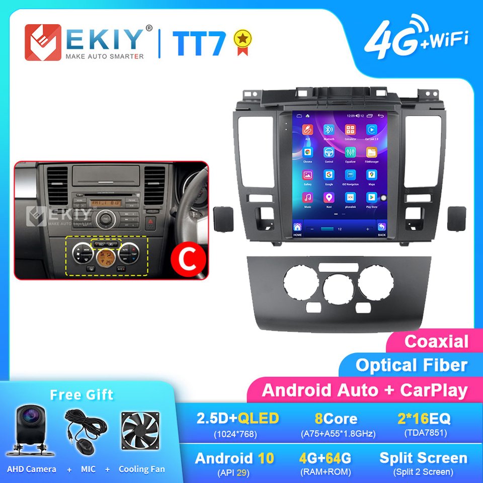 

Автомагнитола EKIY TT7 для Nissan Tiida C11 2004-2013, автомагнитола в стиле Tesla, мультимедийный видеоплеер, навигатор GPS, автомагнитола No 2 Din, DVD HU