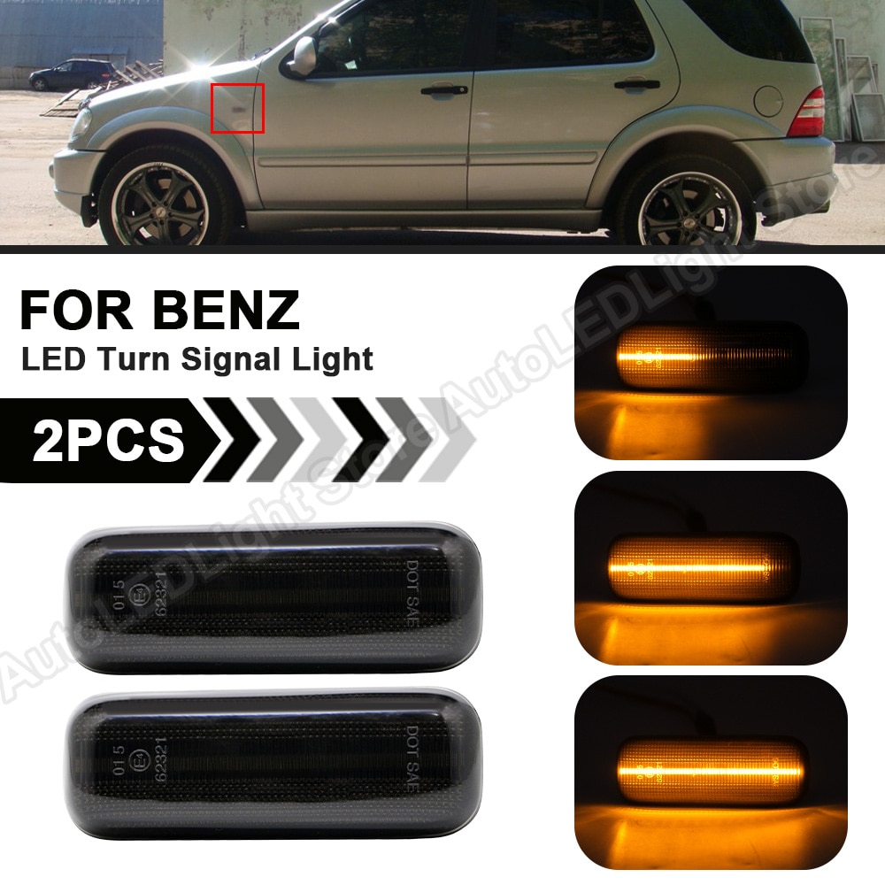 

Для Mercedes-Benz W163 ML320 1998-2003 ML430 1999-2001 ML55 AMG 2000-2003 2 шт. светодиодные динамические указатели поворота, боковые габаритные огни
