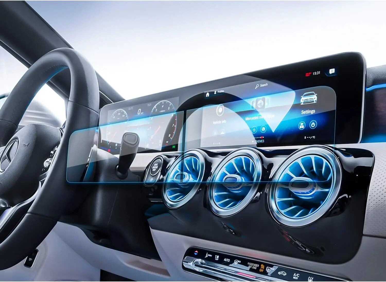 

Для Mercedes Benz Classe A W177 V177 Classe B W247 GPS-навигация Закаленное стекло и защитная пленка для экрана приборной панели (2 шт.)