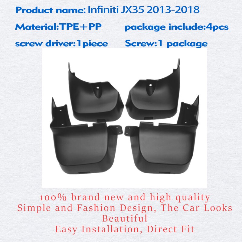 

4 шт., передние и задние брызговики для Infiniti JX35 QX60 2013-2018
