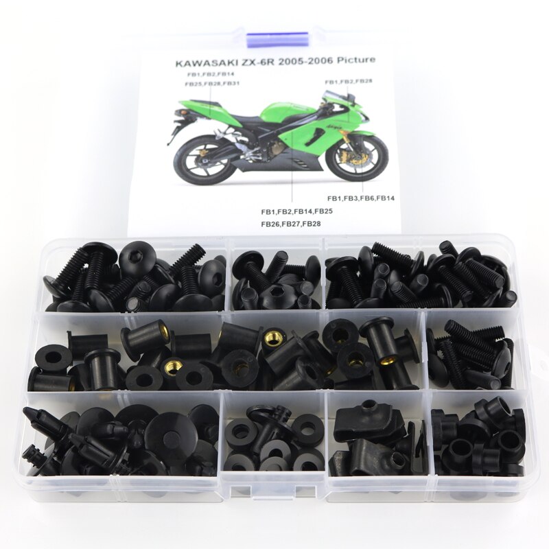 

Подходит для Kawasaki ZX6R ZX-6R 2005 2006 мотоциклетный Полный Комплект болтов обтекателя винты Обтекатели зажимы гайка сталь