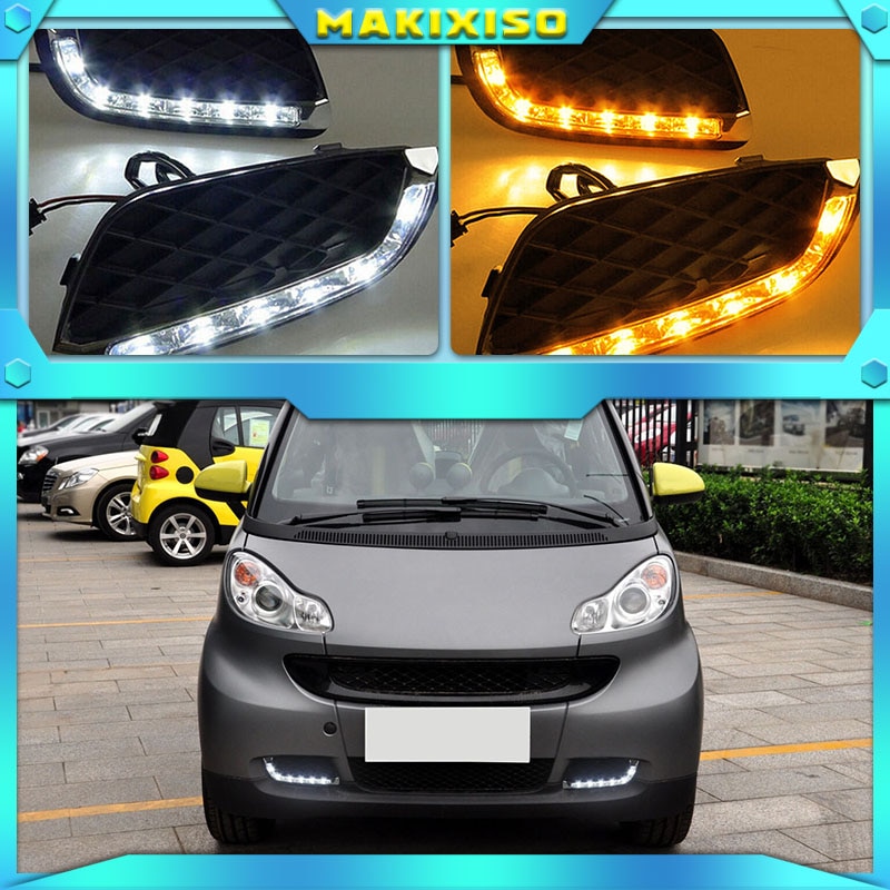 

2 шт. DRL для Mercedes Benz Smart fortwo 2008 2009 2010 2011 дневные ходовые огни противотуманная фара крышка автомобильного стайлинга