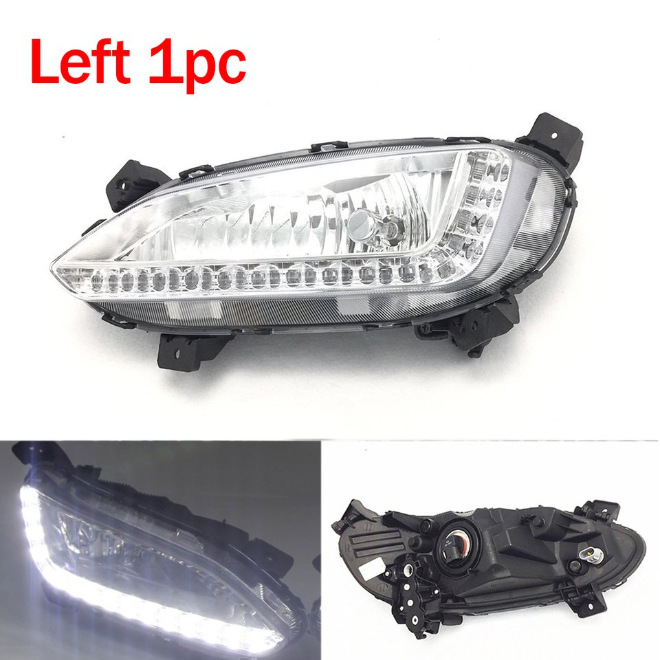 

Автомобильные светодиодные противотуманные фары DRL для Hyundai Santa Fe Maxcruz 2013 2014 2015 2016, противотуманные фары переднего бампера, дневные ходовые огни, светодиодные фары