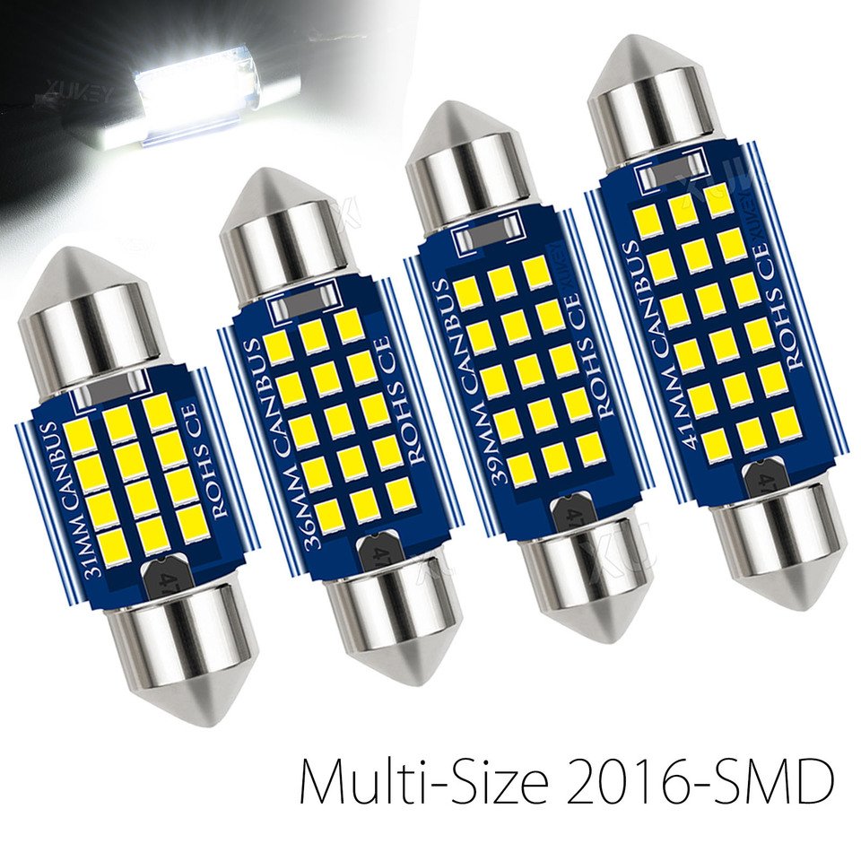 

2 шт. 578 светодиодные лампы ярко-белого цвета 500LM 2016-SMD LED C5w внутренние купольные лампы для дверей 211-2 212-2 569 6411 6451 31-41 мм 1,6 дюйма