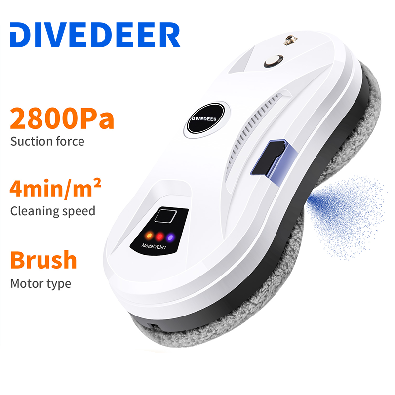 

Робот для мытья окон DIVEDEER, интеллектуальный электрический очиститель окон с высоким всасыванием, водоструйный пылесос