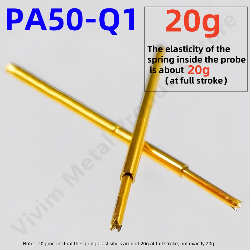 

20/100 шт. PA50-Q1 Пружинный тестовый щуп Тестовый штифт Pogo Pin P50-Q1 P50-Q Инструмент для тестирования печатной платы 0,48/0,68/16,35 мм Золотая игла Коронка 20 г
