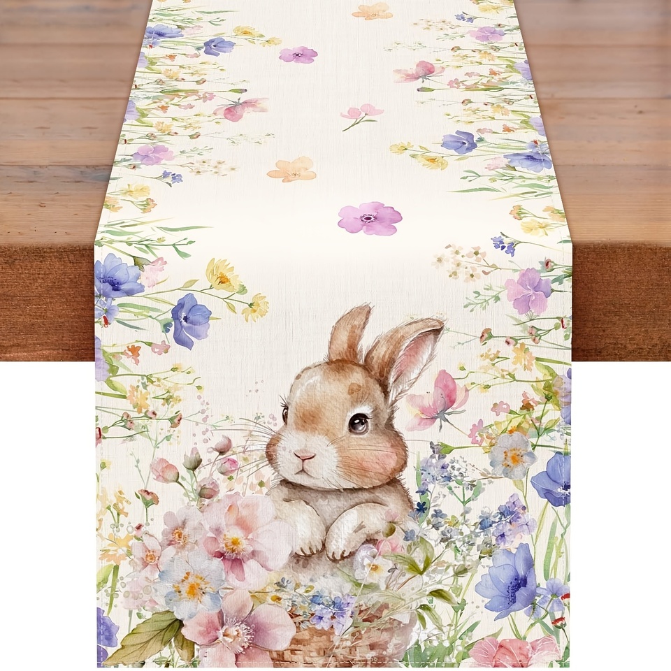 

Льняная скатерть-дорожка Easter Bunny Floral