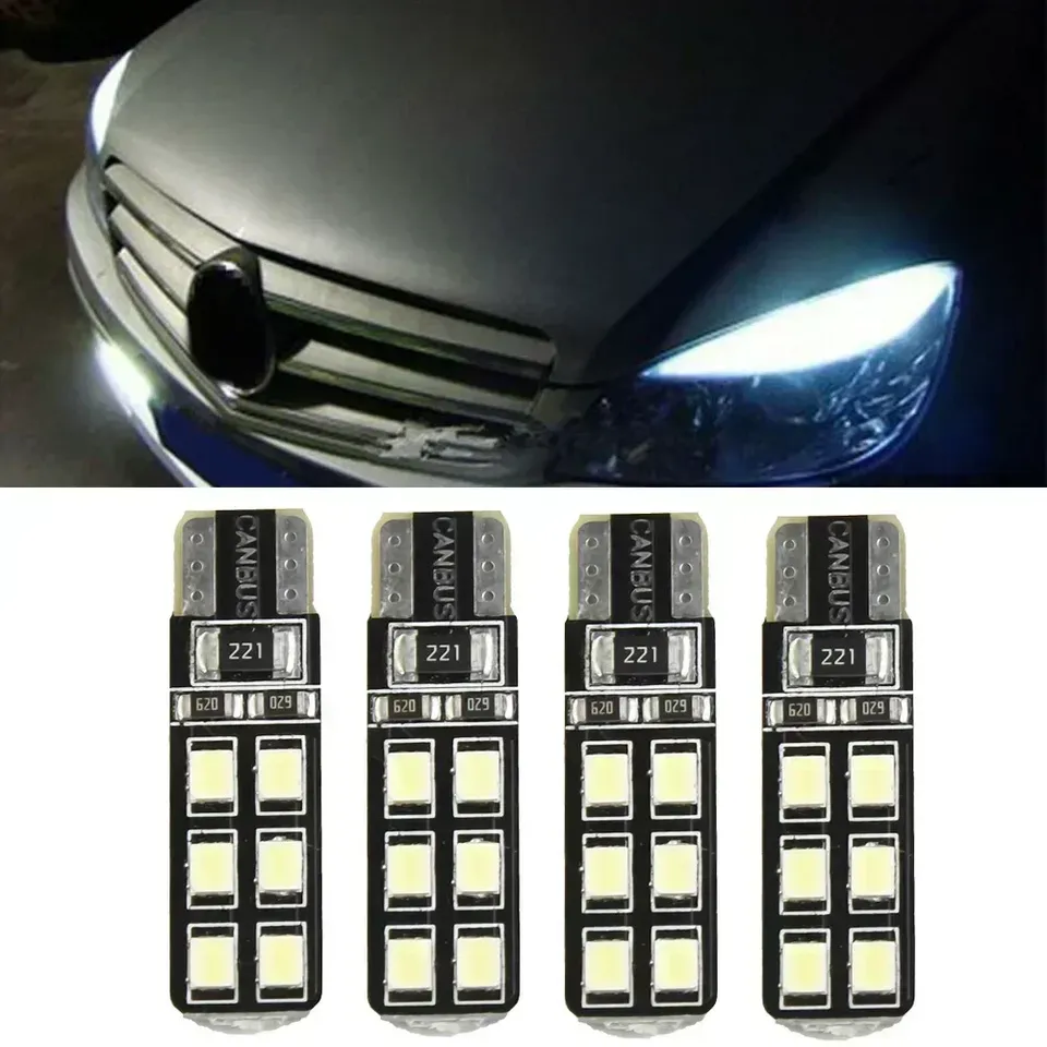 

4 шт. ошибка для бровей и век лампочка T10-12SMD-2835 светодиодная для светодиодов Mercedes-Benz W204 C300 C350 аксессуары для автомобильного освещения