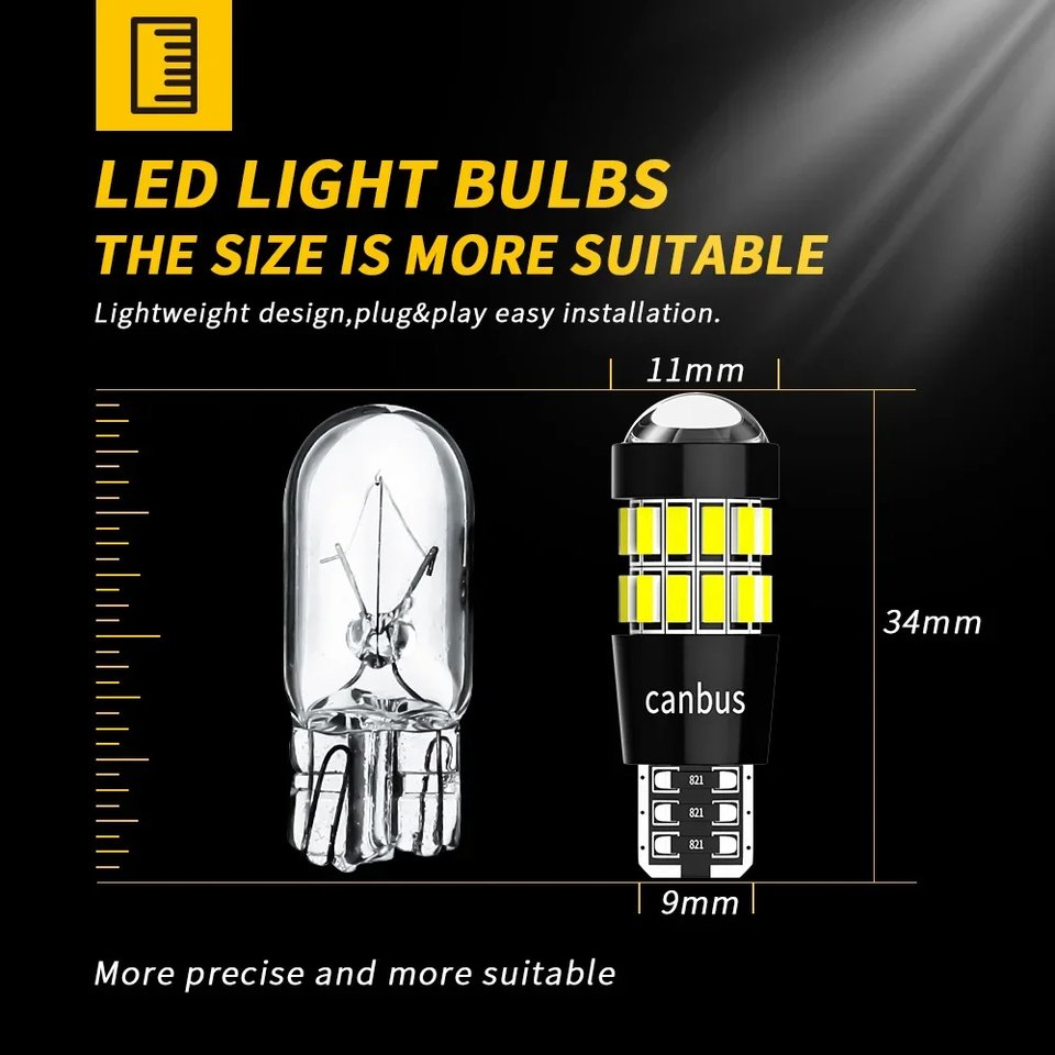 

2 шт., автомобильные лампы W5W T10, 30SMD 12 В WY5W