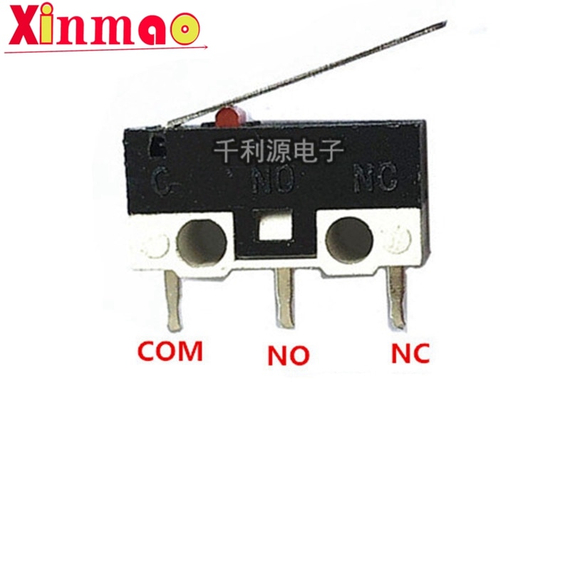 

10 шт. переключатель мыши с ручкой, три контакта 2a125v AC Прямоугольный переключатель, маленький микропереключатель, новый запас, 3 контакта
