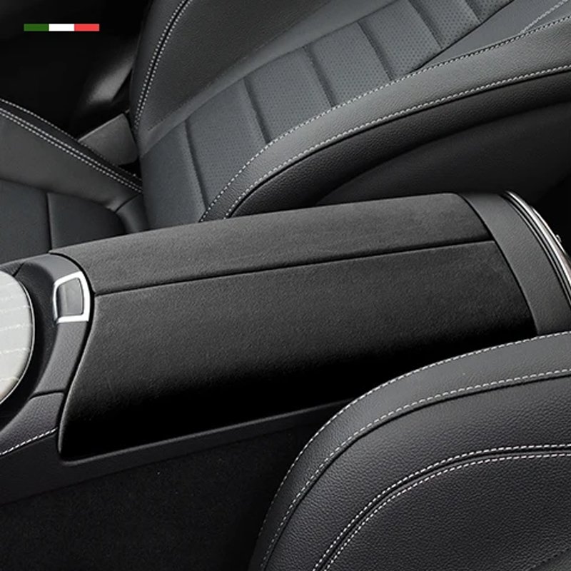 

Верхняя замшевая крышка подлокотника автомобиля для Mercedes Benz E-Class 2016-2022, защитная накладка центрального управления, внутренняя молдинговая отделка