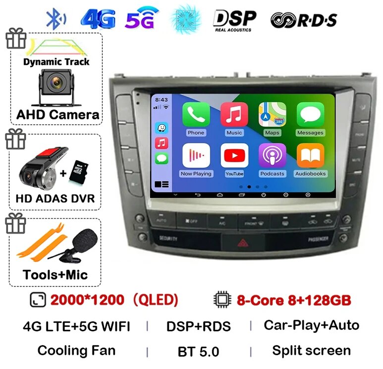

Android 14 Carplay WIFI + 4G для Lexus IS250 IS300 IS200 IS220 IS350 2005 - 2012 Автомагнитола мультимедийный плеер стерео DSP головное устройство