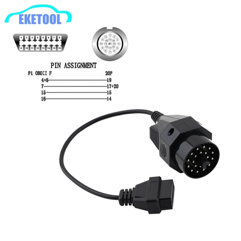 

1 шт. OBD2 Диагностический кабель для BMW 20Pin OBD2 коннектор для OBD1 Для BMW коннектор 20PIN до 16PIN OBD OBD2 коннектор адаптер