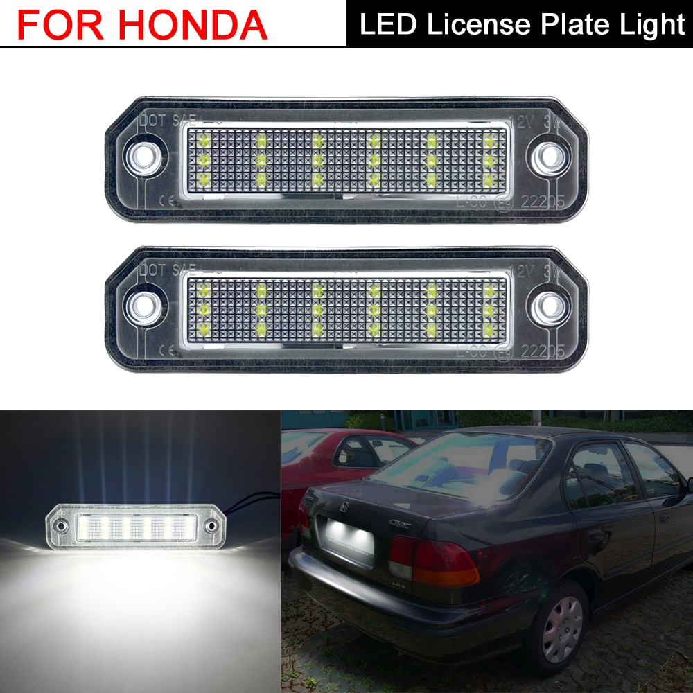 

2 шт. для Honda Civic EJ EG EK Coupe/Hatchback/Sedan CR-X Del Sol Integra SJ белые светодиодные фонари номерного знака