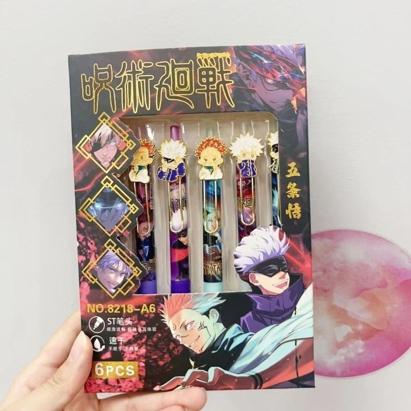 

6 шт. гелевые ручки Jujutsu Kaisen черные 0,5 мм