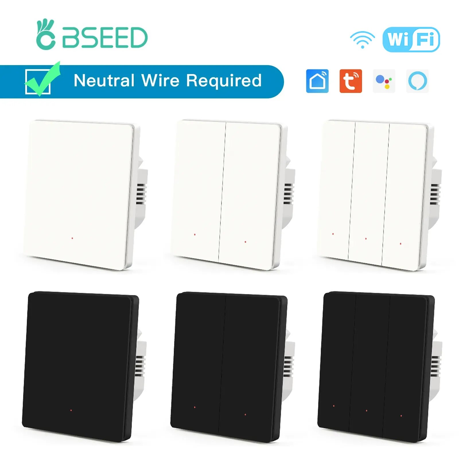 

Умные выключатели BSEED Wi-Fi 1/2/3 клавиши