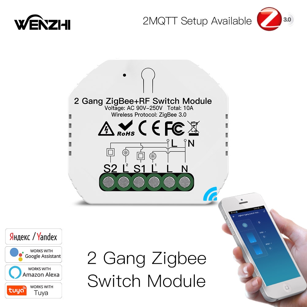 

Умный модуль выключателя Wenzhi 1/2 Gang Zigbee 3.0