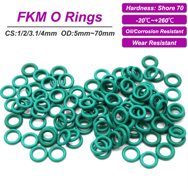 

Зелёные уплотнительные кольца FKM CS 1/2/3.1/4 мм
