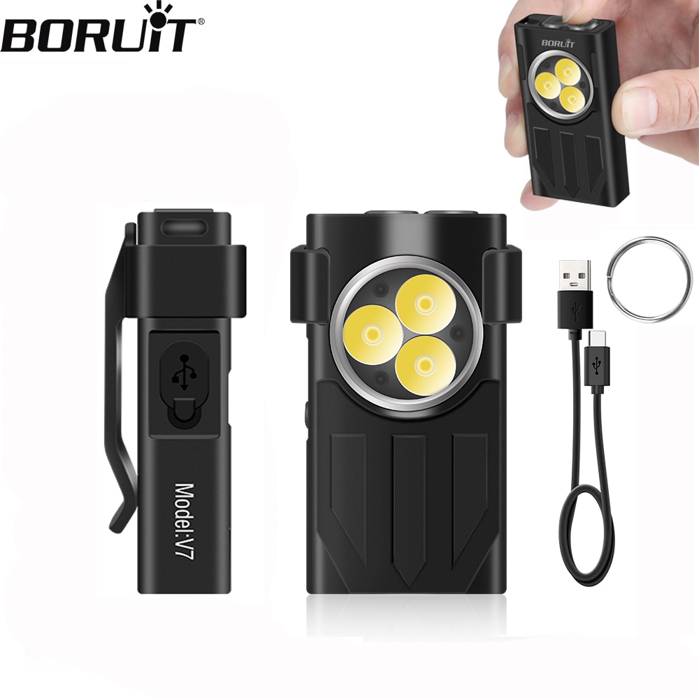 

BORUiT V7 EDC Фонарик-брелок 1100LM Мини-фонарик 10 режимов Тип C Перезаряжаемый рабочий фонарь с хвостовым магнитным задним зажимом