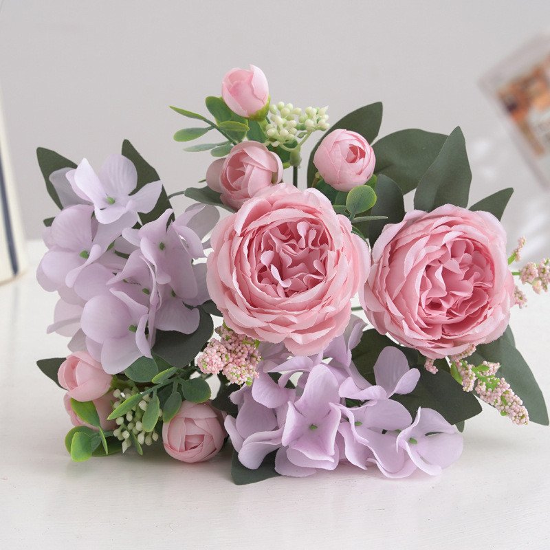 

Artificial Flower Silk Hydrangea Peony Wedding Bridal Bouquet Home Vase Outdoor Garden Festival Diy Gift Box Car Hot Sale Wreath